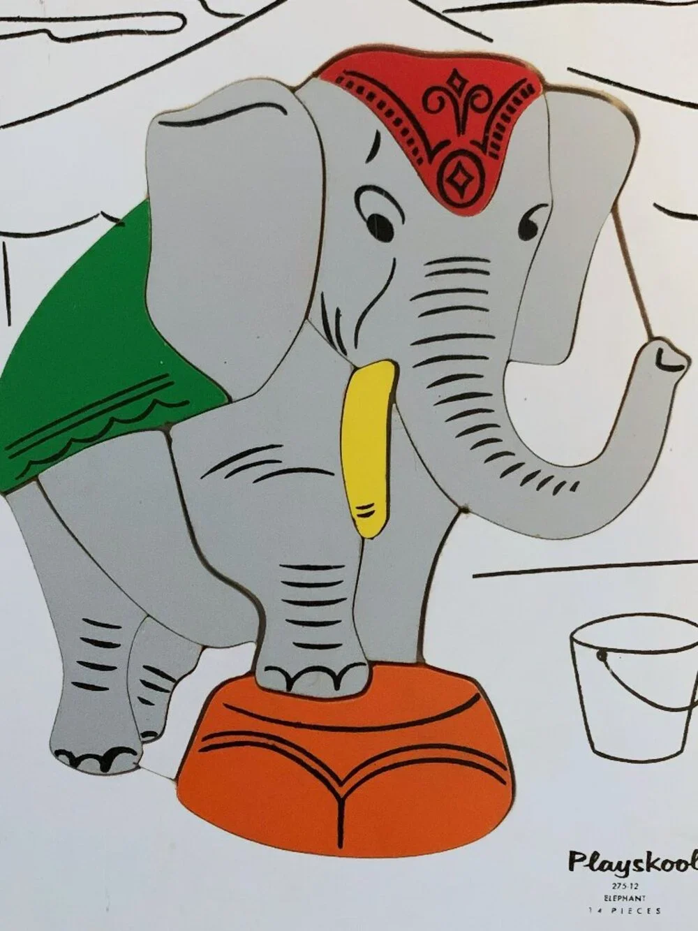 2 Vtg 1950s-60s Child's Puzzles Playskool Elephant / Magnetic Teach-Tot Airplane